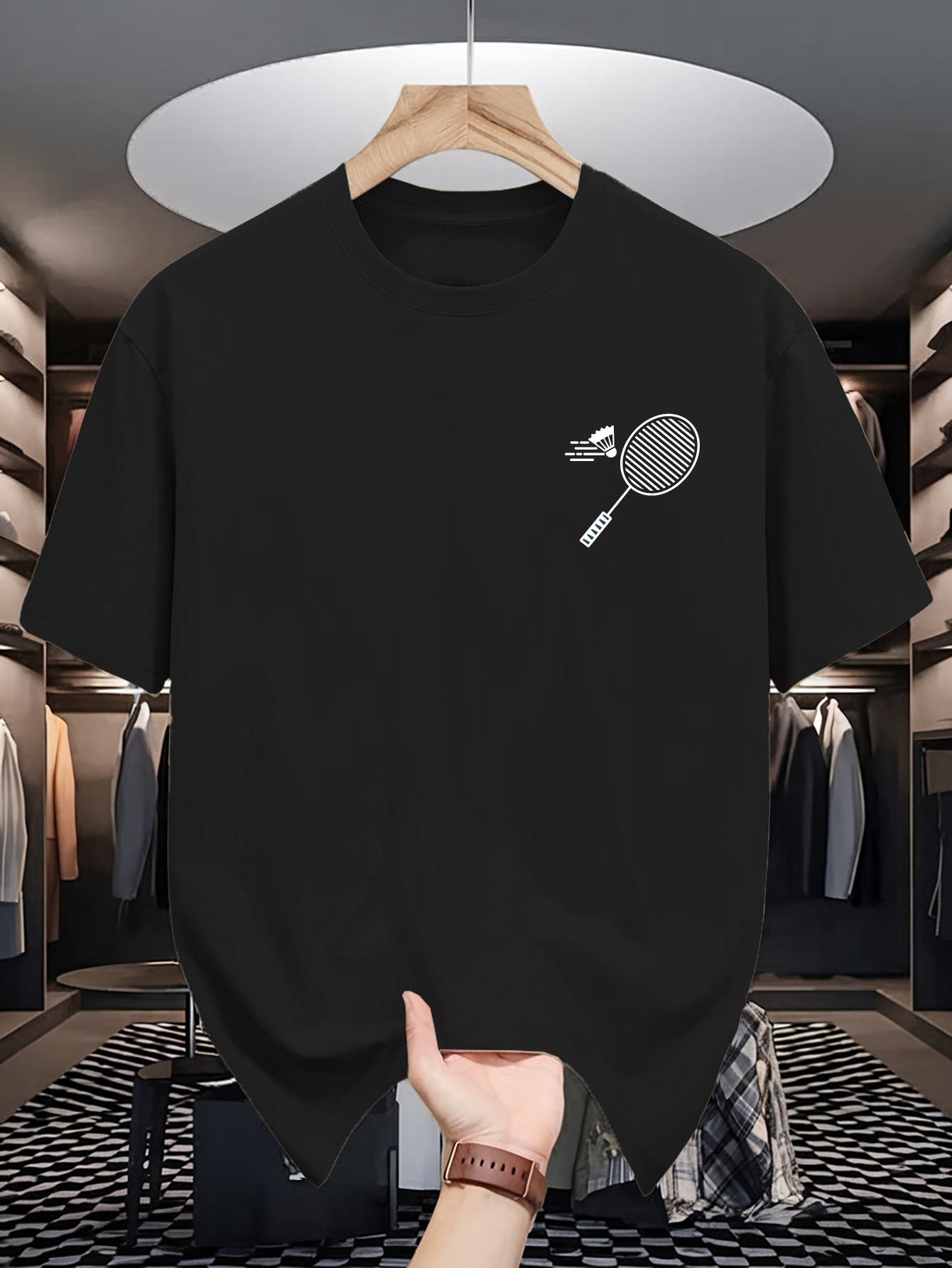 Badminton Shuttlecock - T-shirt à col rond pour homme,